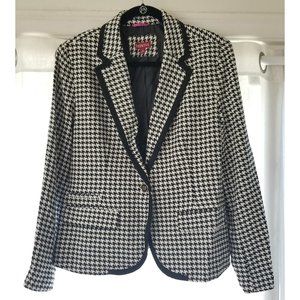 Merona Houndstooth Black White Lined Blazer Sz 16